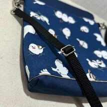 サコッシュ/外ポケット付き/16cm/スマホポーチ/ミニポシェット/ハンドメイド/シマエナガ青_画像6