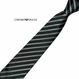 ★細め★ EMPORIO ARMANI ネクタイ ストライプ柄 USED エンポリオアルマーニ レジメンタル メンズ服飾小物 ネコポス可 中古 t521