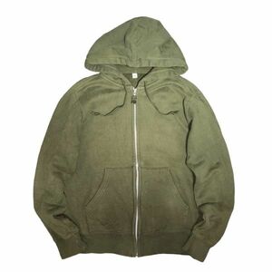 ★UNIQLO★ スウェット ジップアップ パーカー sizeS カーキ ドローコード メンズ ユニクロ クリーニング プレス済み USED sn193