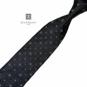GIVENCHY 高級ネクタイ USED ジバンシー ブラック パターン柄 メンズ服飾小物 ネコポス可 中古 t53