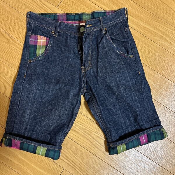 デニムハーフパンツ パンツ ハーフパンツ ブルー 古着 メンズ