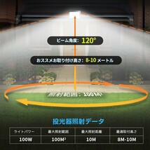 【即納】10台 100W 1000W相当 80V-150V 昼光色 6000K LED 作業灯 薄型 LEDライト IP66 防水 PSE コンセント式 120° 広角ライト WBK-100-1_画像7