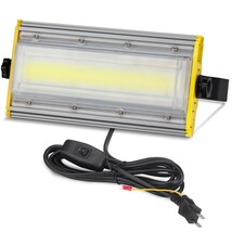 5台 50W・500W相当 LED 投光器 スイッチ付き 8000LM AC85-120V 昼光色 6000K 広角240度 IP67防水 3Mケーブル コード付き ledライト KRO-501_画像1