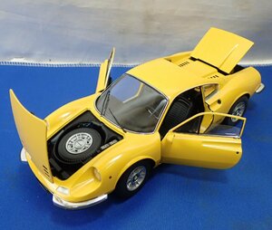 ◎ホットウィール　HotWHeeLs　1/18 フェラーリ ディーノ　246GT FERRARI Dino Yellow イエロ－ 現状渡し