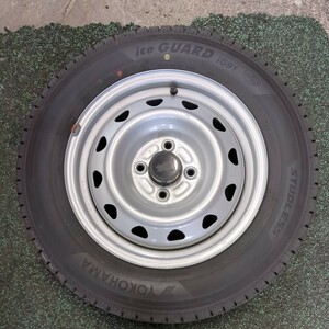 155/80R14 プロボックス サクシード用 スタッドレスタイヤセット 鉄ホイール 1本中古 スペアタイヤなどに