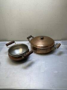 ★銅鍋 両手鍋 銅製メッキ 2個セット 調理器具 キッチン用品