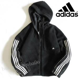 メンズ 2XL◆未使用 adidas アディダス ボアジャケット 厚手 防寒 シティ スリーストライプス バッジオブスポーツ シェルパジャケット