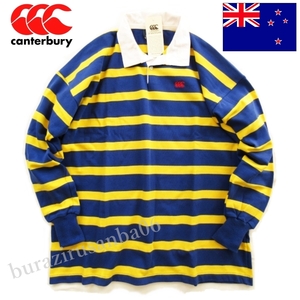 メンズ M◆未使用 定価17,380円 カンタベリー 長袖 ラガーシャツ ラグビージャージ ニュージーランド製 NZ STRIPE RUGBY JERSEY RA97001