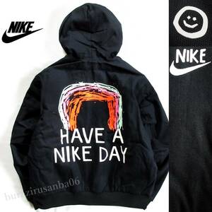 メンズ L ゆるめ◆未使用 定価20,900円 NIKE ナイキ NSW HAVE A NIKE DAY 中綿入り ジャケット 高耐久キャンバス素材 厚手 黒 ブラック