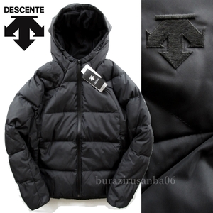 メンズ M◆未使用 定価2.1万 デサント DESCENTE ダウンジャケット ロゴ刺繍 黒 ブラック WATER REPELLENT はっ水 防風 保温