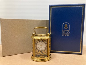 3693* HOTEL RITZ PARIS ホテル リッツ GOLD LEAVES CLOCK 金箔 時計 置時計 飾り時計 ミニ時計 クオーツ 電池式 不動品 付属付 現状品
