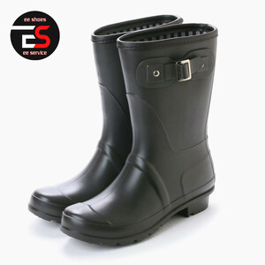 * new goods *[17602_D.BROWN_LL] woman middle height rain boots popular Hunter manner jockey type mat style ....