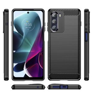 For Moto G200 5G ケースブルー炭素繊維カバー TPU シリコン