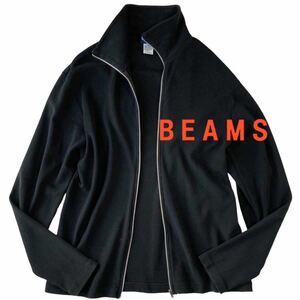 BEAMS ドライバーズニット/ハイゲージ強撚糸タイプ/ブルゾン/ジップカーディガン/ウォッシャブルジャケット/日本製/ビームス/ブラック/L