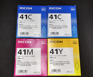 【RICOH】リコー　純正 SGカートリッジ　GC41C、GC41M、GC41Y（Mサイズ）　3色・4個セット　【新品未開封品】