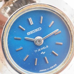 Y484 1円 ヴィンテージ SEIKO セイコー リング ウォッチ 手巻き 時計 指輪 ブルー文字盤 シルバー 11号