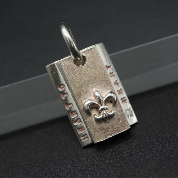 K042 ダイヤモンド SILVER刻印 ペンダント トップ プレート メッセージ デザイン シルバー チャーム ヘッド 4月誕生石