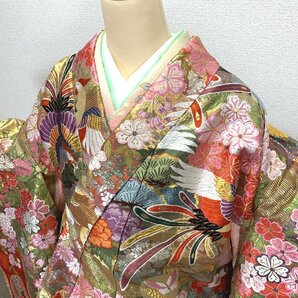 〇山本寛斎 色打掛 金糸 刺繍 鳳凰 結婚式 ブライダル お色直し〇美品 312z12の画像7