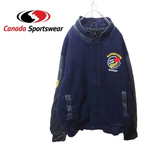 【CANADA SPORTSWEAR】チームロゴ刺繍レザー袖スタジャンS190