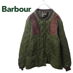 【BARBOUR】レザーガンパッチ キルティングハンティングジャケット S194