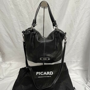 美品 PICARD ピカード ショルダーバッグ トートバッグ ハンドバッグ レディース 黒 レザー 本革 バッグ 鞄 カバン かばん Y0122-8