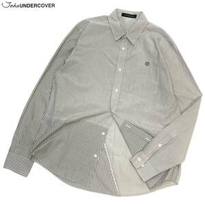 国内正規品 John UNDERCOVER ジョン アンダーカバー 長袖コットン ストライプ 切り替え ドレス shirt カッターシャツ ロゴ 2 グレー系