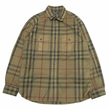 正規品 Burberry London バーバリー ロンドン BBW78-232-54 ノバチェック 長袖 コットン ドレスshirt ポケット シャツ L ブラウン メンズ_画像2