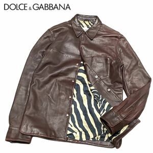 正規品 DOLCE &GABBANA ドルチェ&ガッバーナ LEATHER JACKET レザー ジャケット 革ジャン バイカー ライダース バーガンディー イタリア製