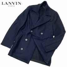 国内正規品 LANVIN ランバン ウール ロング チェスター コート ドレス WOOL COAT ビジネス 44 ネイビー メンズ_画像1