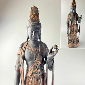 明星観音菩薩像 仏像 古美術品 仏教美術 古美術 高さ約62cm 木彫 時代 観音 仏教 寺院 検 骨董 仏像 彫刻 仏陀 釈迦 観音 菩薩 