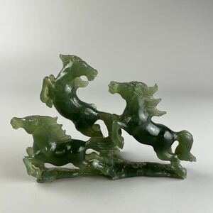 中国古玩 翡翠 玉石 彫刻 馬 置物 天然石 鑑賞石 飾り物 置物 細密細工 古美術品