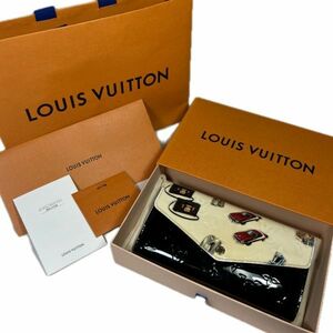 ルイヴィトン LOUIS VUITTON モノグラム ヴェルニ ステッカー ニコラ・ジェスキエール ポルトフォイユ・サラ 長財布 箱付 紙袋付