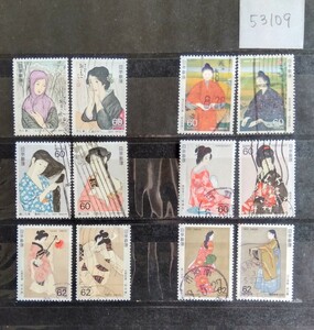53109使用済み・1985~91年切手趣味週間切手・12種