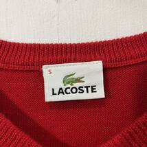 LACOSTE Vネックニット ニットセーター ウールニット 極上 ロゴ ワニ ワンポイント 赤 上質 希少 ラコステ【レターパックプラス郵送可】H_画像8