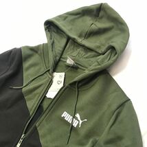 ◎020新品【メンズL】カーキ プーマ スウェット ゴルフにオススメ パーカー アップ ジャージ 裏起毛 PUMA POWER キャット スポーツウェア_画像3