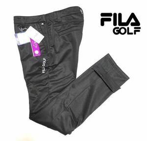 △(裾上げ可) 新品 【メンズM】黒 FILA GOLF フィラ ゴルフ 秋冬 ツイル杢 3層ボンディング ストレッチ パンツ 裏起毛 Dカン テーパード