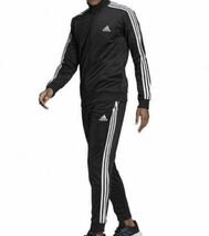 △新品【メンズXXL(XO)】 黒ブラック adidas アディダス 上下セット ジャージ パンツ セットアップ スリーストライプス トリコット起毛_画像2