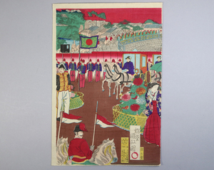 Art hand Auction 96) 1 pièce Umedo Kunimasa Ukiyo-e Nishiki-e Gravure sur bois Kaikae Tokyo Lieux célèbres Manseibashi Vue lointaine Septembre 1878 Takeuchi Eikyu/Hayashi Yoshizo Période Meiji Photo de lieux célèbres authentiques Palais impérial, Peinture, Ukiyo-e, Impressions, autres