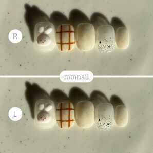 うさぎニットチェック 韓国ネイルチップ ネイルチップオーダー 量産型