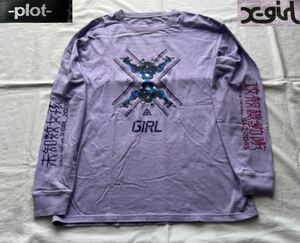 x-girl エックスガール×攻殻機動隊 SAC2045 コラボ長袖TシャツL 紫☆ロングTシャツ 長袖トップス Xガール ロンT プリント