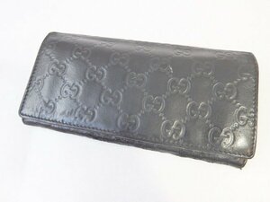 GUCCI グッチ シマ 2つ折り 長財布 146229 ロングウォレット レザー ブラック■難あり