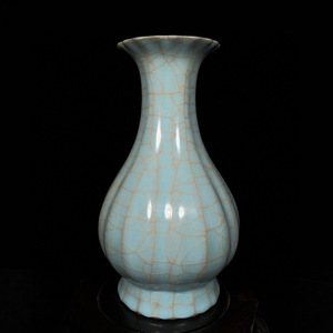 ▽鴻▽ 宋 官窯 冰裂紋 花口瓶 古陶瓷品 置物 古賞物 中国古玩 中国古美術