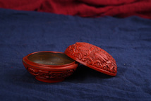 ▽鴻▽漆器漆彫 剔紅 山水紋 粉盒 置物 古賞物 中国古玩 中国古美術_画像5