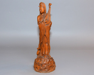 ▽鴻▽ 黄楊木製 細密彫 王昭君 置物 古賞物 中国古玩 中国古美術