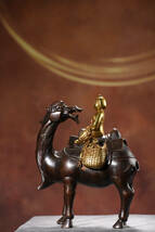 ▽鴻▽ 銅製 塗金 駱駝 置物 古賞物 中国古玩 中国古美術_画像1