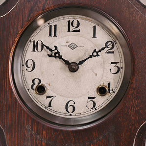 【開】大正時代-昭和 『H.I』 瓢形ゼンマイ機械式柱時計 掛時計 ボンボン時計 愛知県時計製造同業組合 AC315の画像3