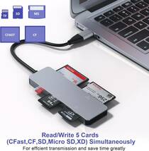 CFastカードリーダー　USB 3.0、2.0　SanDisk、Lexar、Transcend、Sonカード用　メモリーカードアダプター　CFast/CF/SD/TF/XDカード5枚_画像6