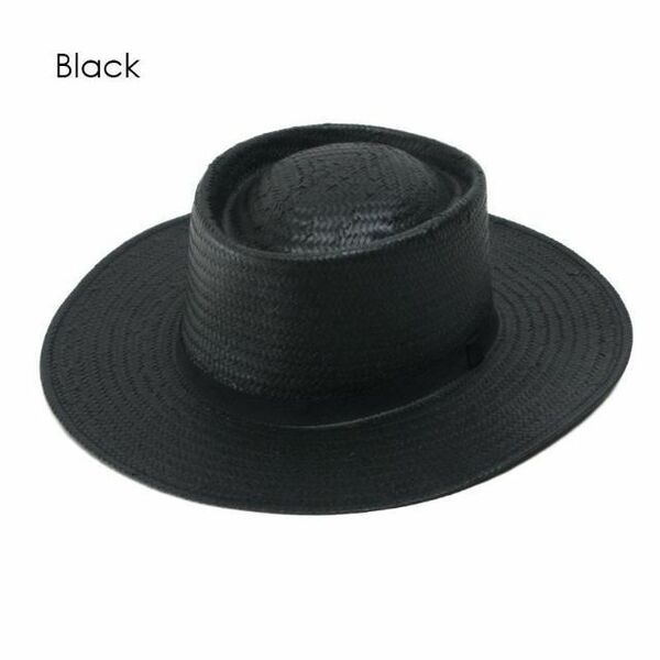 レディース　ペーパーカンカン帽HAT/ストローハット/麦わら帽　新品　ブラック