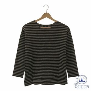 [ translation have ] INED Ined border long sleeve tops lady's black gray 9 made in Japan 901-4997 free shipping old clothes 