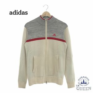 ☆美品☆ adidas アディダス トップス トレーナー スウェット チャック付き ポケット付き スポーツ 長袖 レディース ホワイト S 901-4838